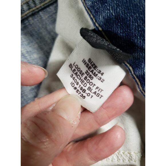 Express Jeans Size 34x32 Mens Blue Pants Denim Baggy Mid Rise Loose Bootcut - Picture 5 of 14